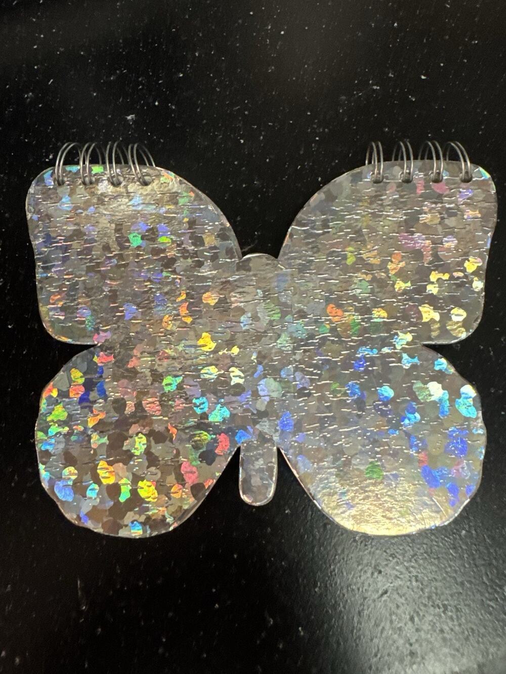 Once Upon a Rose Silver Sparkly Die Cut Butterfly Notebook Lined Girls